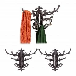 Relaxdays 3 x Wandgarderobe Vintage braun