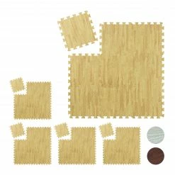 Relaxdays 45 x Bodenschutzmatte Holzoptik natur - Braun