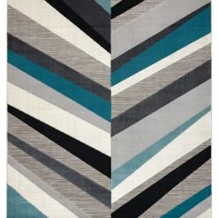 RugsX Teppich LISBOA 27237654 - Teppich LISBOA 27237654 Fischgrätenmuster grau / blau 120x170 cm