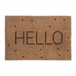 Relaxdays Kokos Fußmatte Hello mit Punkten