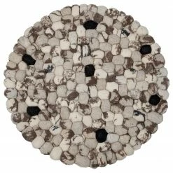 Top Square Wollteppich Salina - Wolle - Weiß / Braun