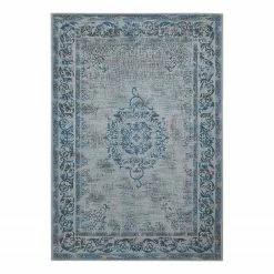 Vintage-Teppich Divin I - Mischgewebe - Hellgrau / Türkis - 160 x 240 cm