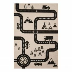 Zala Living Kinderteppich Road Map Charly - Kunstfaser - Beige / Schwarz