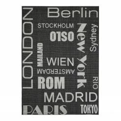 Andiamo In-/Outdoor Teppich New Orleans - Kunstfaser - Anthrazit / Beige