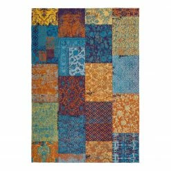 Kayoom Kurzflorteppich Symphony - Textil - Orange / Blaugrau - 120 x 170 cm