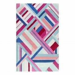 Accessorize Wollteppich Linear - Textil - Babyblau / Lachs