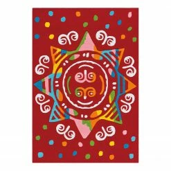 Arte Espina Kinderteppich Glowy Mandala - Kunstfaser - Rot / Multi