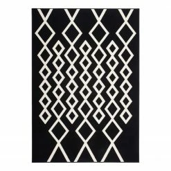 Kayoom Kurzflorteppich Lina - Kunstfaser - Schwarz - 80 x 150 cm