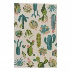 Gino Falcone In-/Outdoorteppich Rosetta Prick - Kunstfaser - Creme / Grünblau - 70 x 140 cm