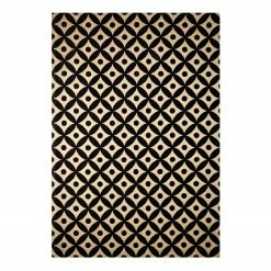 Kayoom Kurzflorteppich Scandy 210 - Baumwollstoff - Schwarz / Naturell - 80 x 150 cm