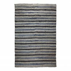 Kayoom Kurzflorteppich Sienna 210 - Baumwollstoff - Blau / Grau - 160 x 230 cm