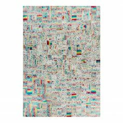 Kayoom Fellteppich Rocket 310 - Echtleder - Elfenbein / Multi - 160 x 230 cm