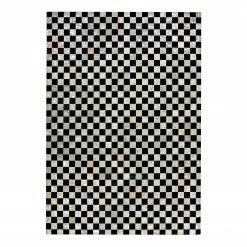 Kayoom Fellteppich Rocket 210 - Echtleder - Silber / Grau - 120 x 170 cm