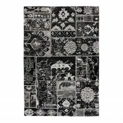 Kayoom Kurzflorteppich River 150 - Webstoff - Grau / Schwarz - 155 x 230 cm