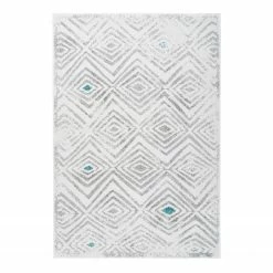 Kayoom Kurzflorteppich Vancouver 410 - Webstoff - Weiß / Grau - 120 x 170 cm