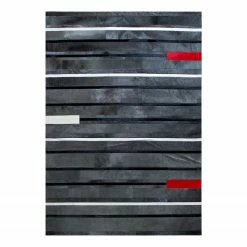Top Square Fellteppich ST Line - Echtleder - Dunkelgrau / Rot - 160 x 230 cm