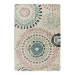 Mint Rugs Hochflorteppich Globe - Kunstfaser - Creme / Petrol - 200 x 290 cm
