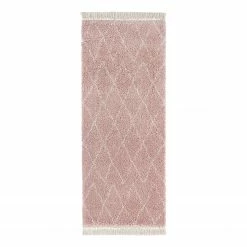 Mint Rugs Läufer Jade Fringe - Kunstfaser - Rosa