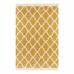 Mint Rugs Hochflorteppich Pearl - Kunstfaser - Honig / Weiß - 120 x 170 cm
