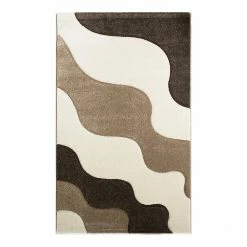Sehrazat Kurzflorteppich Florida Waves - Webstoff - Beige / Braun - 120 x 170 cm