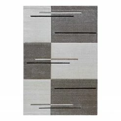 Sehrazat Kurzflorteppich Trend Simple - Webstoff - Altweiß / Rauchgrau - 120 x 170 cm
