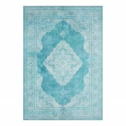 Nouristan Kurzflorteppich Carme - Webstoff - Aqua - 120 x 160 cm