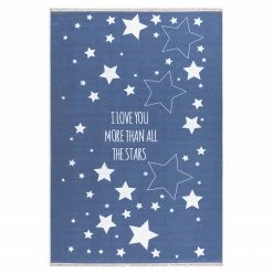 Happy Rugs Kinderteppich Stars - Kunstfaser - Blau - 100 x 160 cm
