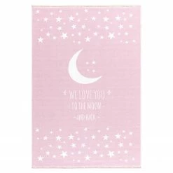 Happy Rugs Kinderteppich Moon - Kunstfaser - Rosa - 100 x 160 cm