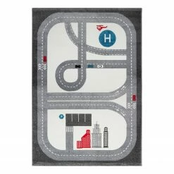 Happy Rugs Kinderteppich Playtime - Kunstfaser - Grau / Creme