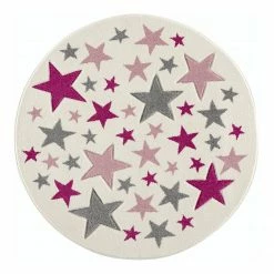 Happy Rugs Kinderteppich Stella Rund - Kunstfaser - Creme / Altrosa - Durchmesser: 133 cm