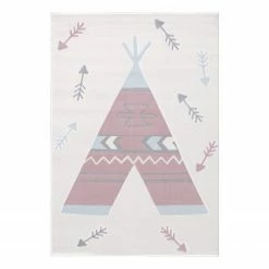 Happy Rugs Kinderteppich Tippi - Kunstfaser - Creme / Rosa