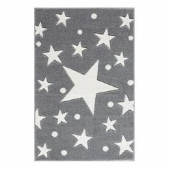 Happy Rugs Kinderteppich Estrella - Kunstfaser - Hellgrau / Weiß - 120 x 180 cm