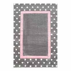 Happy Rugs Kinderteppich Point - Kunstfaser - Grau / Rosa - 160 x 230 cm