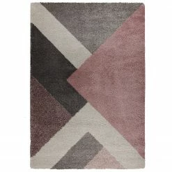 Flair Rugs Hochflorteppich Zula - Polypropylene - Grau / Altrosa - 200 x 290 cm