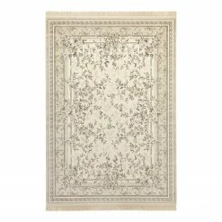 Nouristan Kurzflorteppich Antik Flowers - Viskose / Baumwolle - Hellbeige - 160 x 230 cm