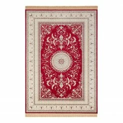 Nouristan Kurzflorteppich Antik Negar - Viskose / Baumwolle - Rot - 195 x 300 cm