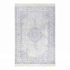 Nouristan Teppich Oriental Vintage Medaillon - Viskose / Baumwolle - Pastellblau - 135 x 195 cm