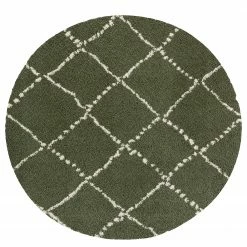 Mint Rugs Hochflorteppich Hash II - Kunstfaser - Olivgrün - Durchmesser: 160 cm