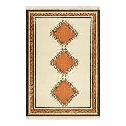 Wecon Home Wollteppich Afoud - Schurwolle - Weiß / Terracotta - 160 x 230 cm