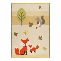 Esprit Home Kinderteppich E-Fox in the Wood - Polyester - Beige - 120 x 170 cm