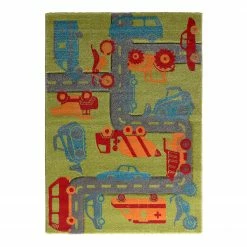 Sigikid Kinderteppich Traffic - Kunstfaser - Grün - 133 x 200 cm
