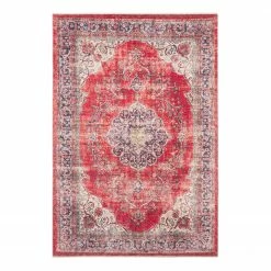 Nouristan Teppich Tabriz Mahan - Baumwolle / Polyester Chenille - Rot / Creme - 160 x 230 cm