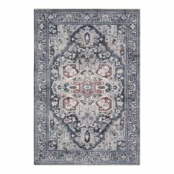 Nouristan Teppich Heriz Deraz - Baumwolle / Polyester Chenille - Steingrau - 120 x 170 cm