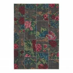 Nouristan Teppich Rose Kelim Patchwork Sofia - Baumwolle / Polyester Chenille - Grau / Mehrfarbig - 160 x 230 cm