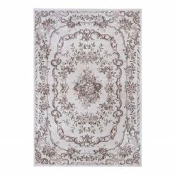 Nouristan Kurzflorteppich Aubusson Flore - Polyester, Polypropylen - Creme / Altrosa - 160 x 230 cm