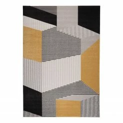 Top Square Kurzflorteppich Salzgitter - Kunstfaser - Grau / Gelb - 140 x 200 cm