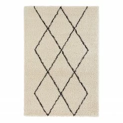 Top Square Hochflorteppich Lepine I - Polypropylen - Creme / Schwarz - 200 x 290 cm