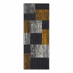 Top Square Läufer Guisseny - Polypropylen - Grau / Senfgelb