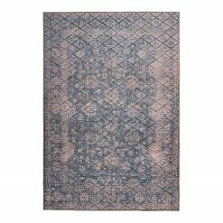 Kayoom Kurzflorteppich Antique 225 - Kunstfaser - Blau / Gold - 80 x 150 cm
