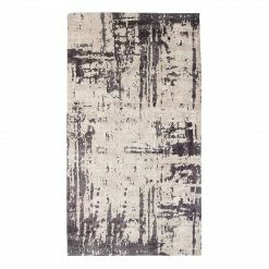 Top Square Kurzflorteppich Puffy V - Baumwolle / Polyester - Beige / Grau